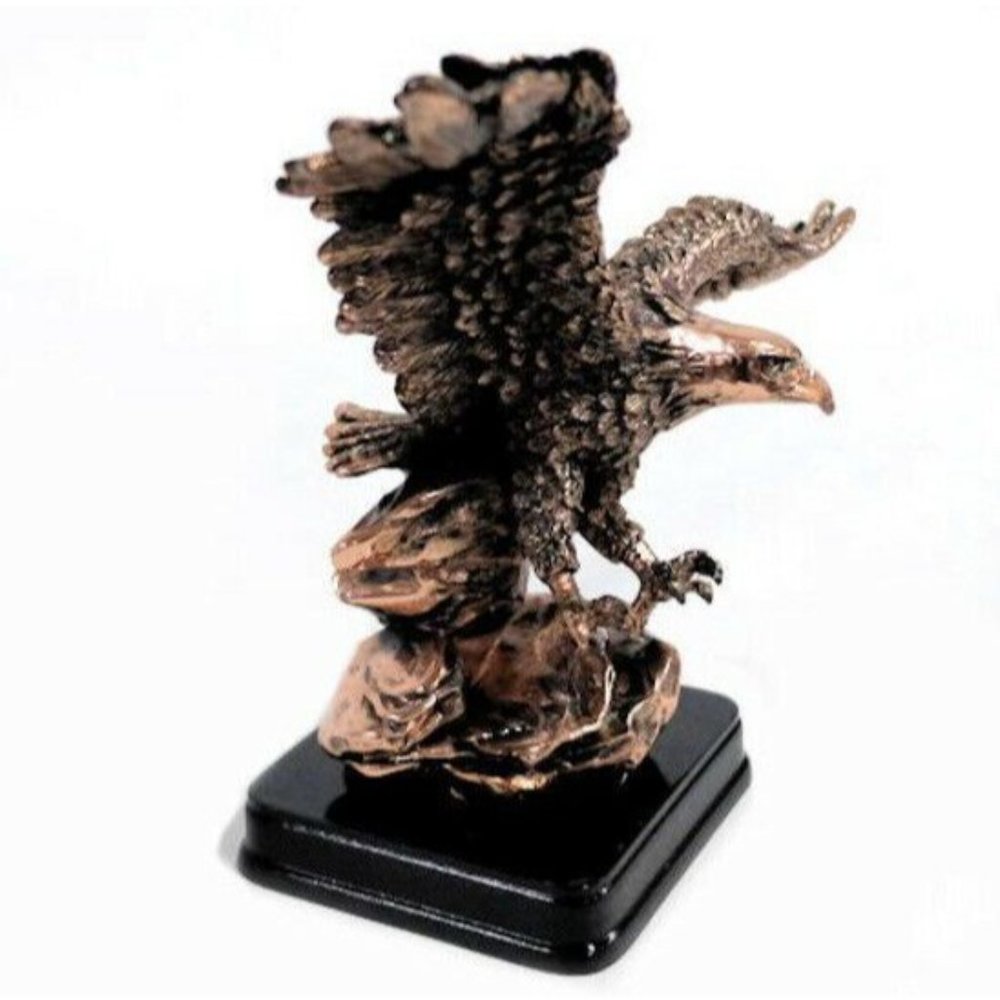 Majestic Copper Plated Eagle Figurine 7" Bronze Finish Flying Statue Decor New